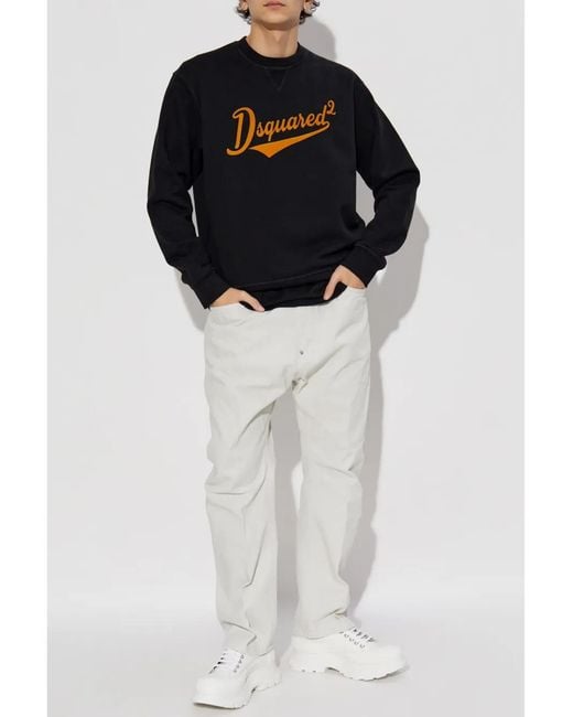 DSquared² Blue Flocked-Logo Sweatshirt for men
