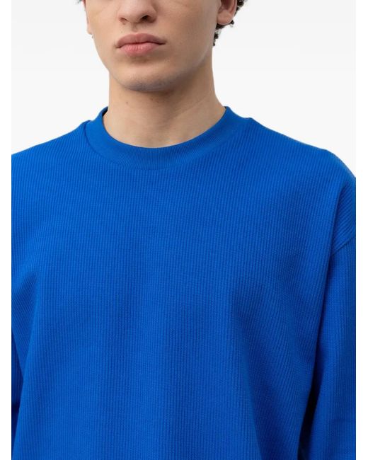 HUGO Blue Ribbed Long-Sleeve T-Shirt for men