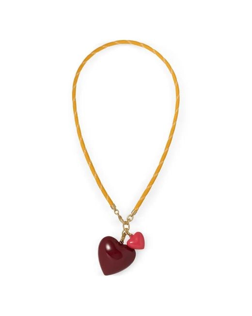 Roxanne Assoulin White Happy Cord Heart-Pendant Necklace