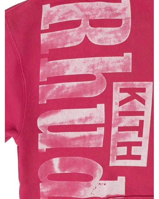 Rhude Pink X Kith Logo-Print Cotton Hoodie for men