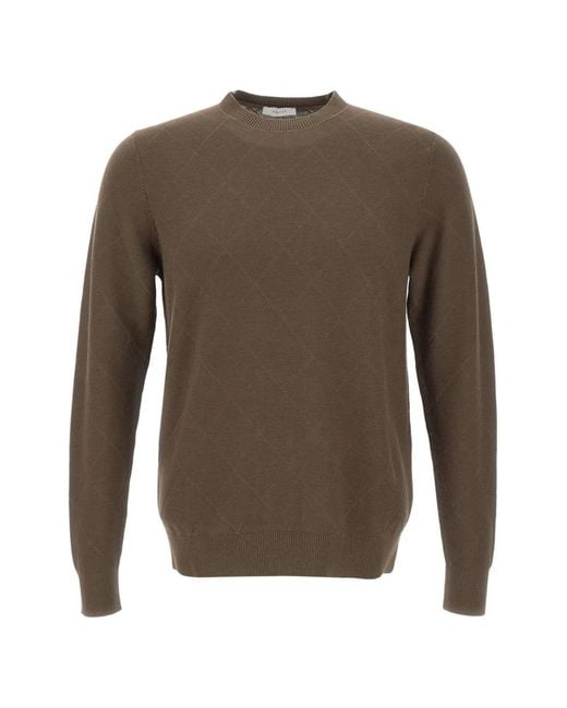 Diktat Brown Diamond-Knit Sweater for men