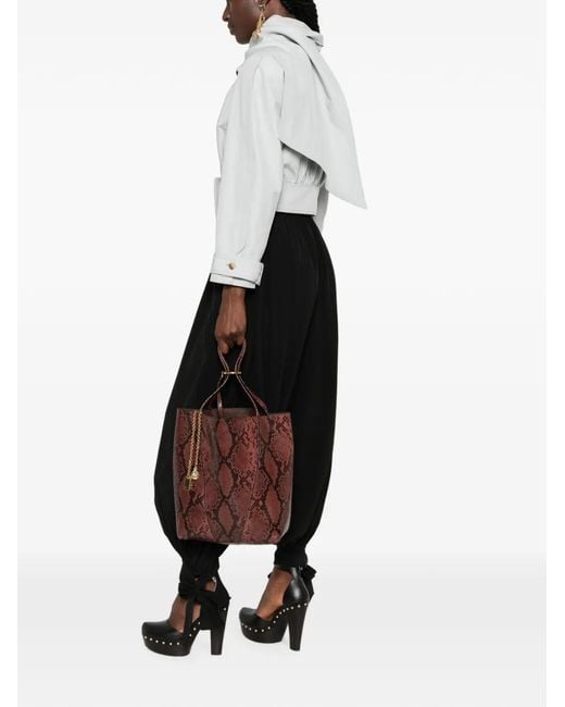 Chloé Brown Medium Spin Python-Effect Tote Bag