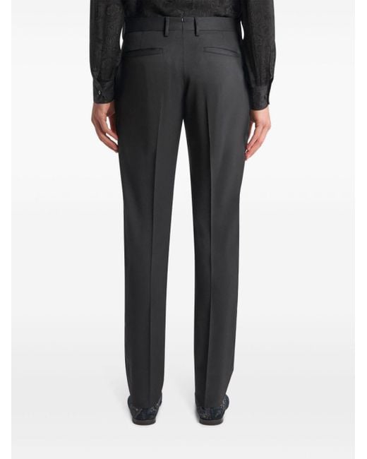 Etro Black Wool-blend Tailored Trousers for men