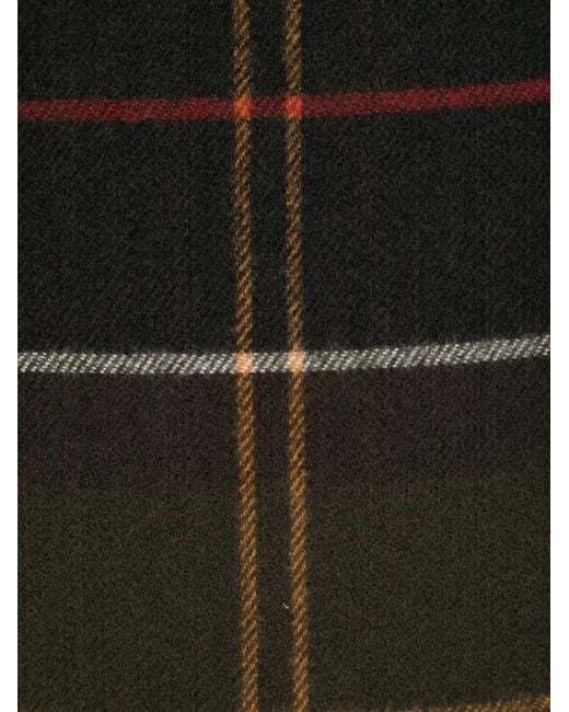 Barbour Black Check-Pattern Fringed Scarf
