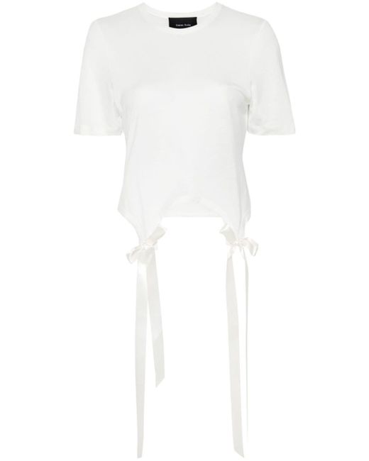 Simone Rocha White Bow-Detail Cotton T-Shirt