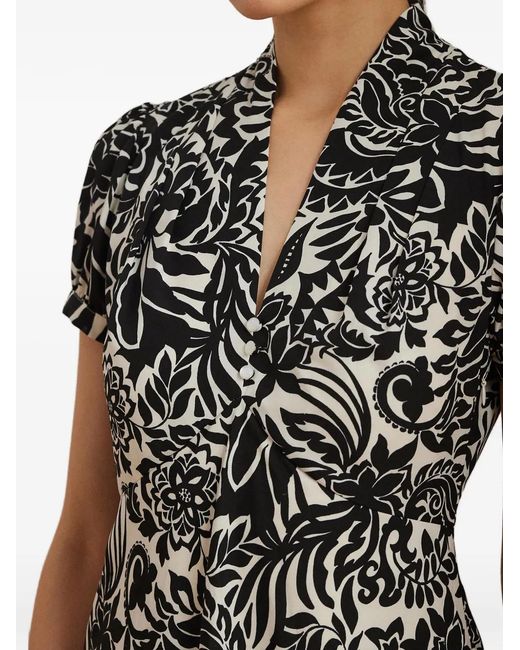 Ralph Lauren White Floral-Print Short-Sleeve Mini Dress