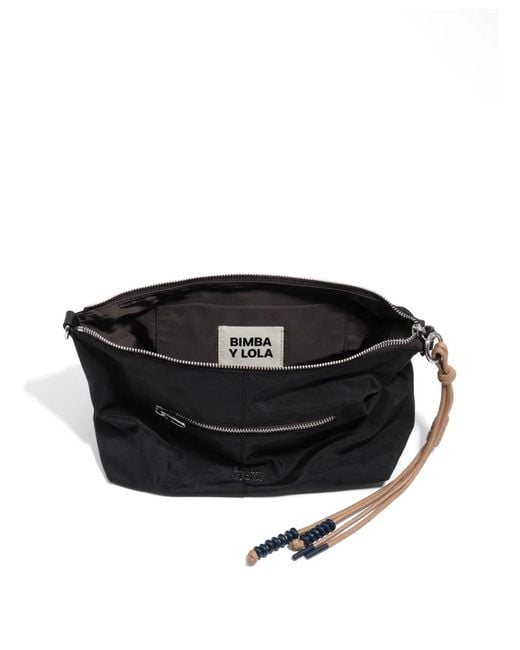 Bimba Y Lola Black Trapecio Zipped Shoulder Bag