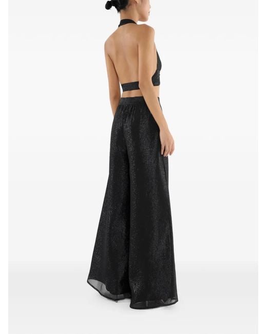 CHARLOTTA GANDOLFO Black Pantalon Palazzo À Effet Pailleté