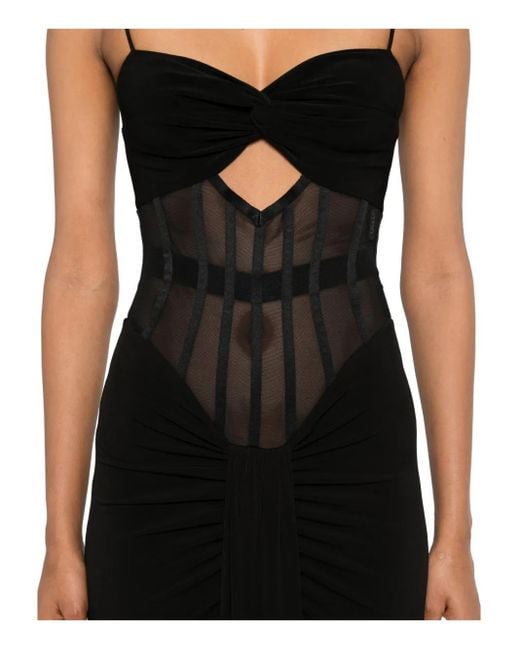 Nissa Black Maxikleid mit Sheer-Einsatz