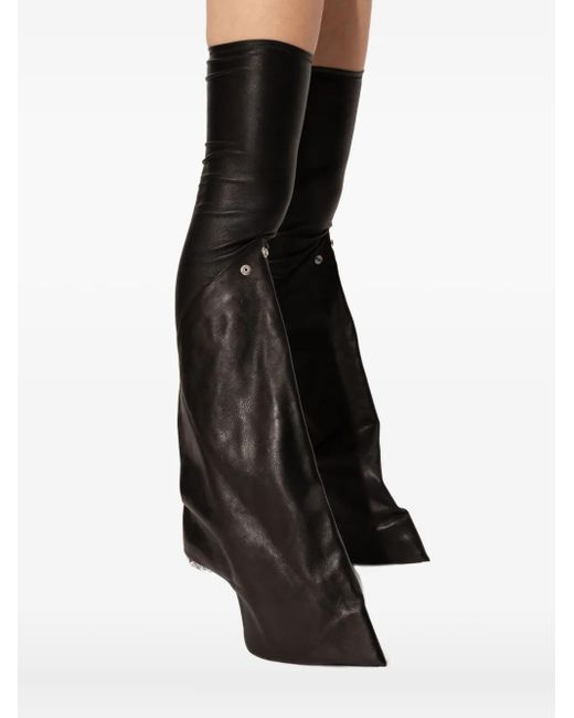 Rick Owens Black 120Mm Clear-Heel Leather Boots