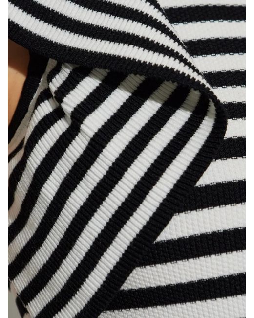 Max Mara Black Vieste Striped Ruffled Top