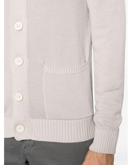 Malo White Ribbed-knit Cotton Cardigan for men