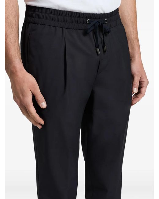 Peserico Black Drawstring-Waist Zip-Cuff Track Pants for men