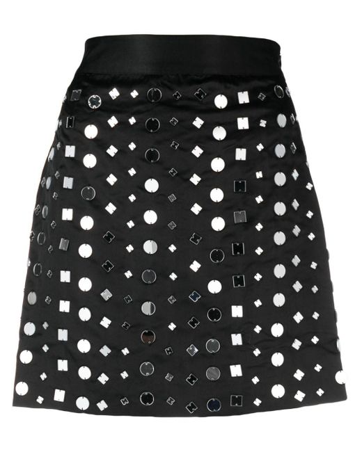Essentiel Antwerp Black Mirror-embellished A-line Miniskirt
