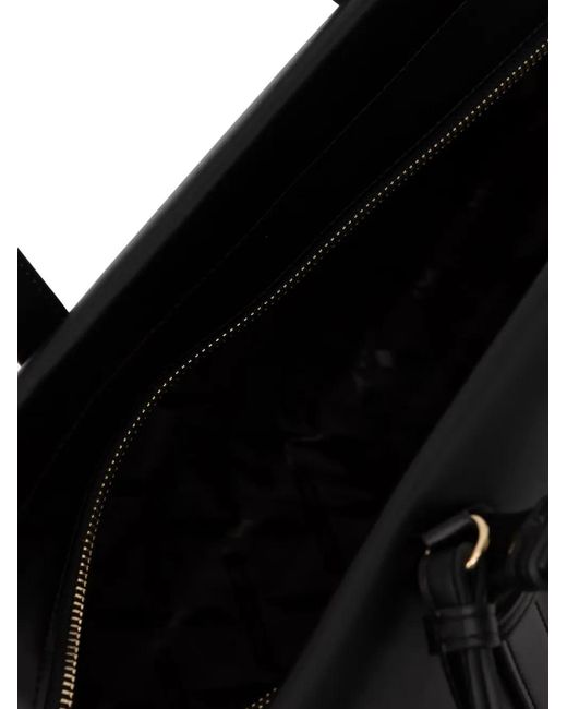 ARMANI EXCHANGE Black Logo-Print Padlock-Detail Tote Bag