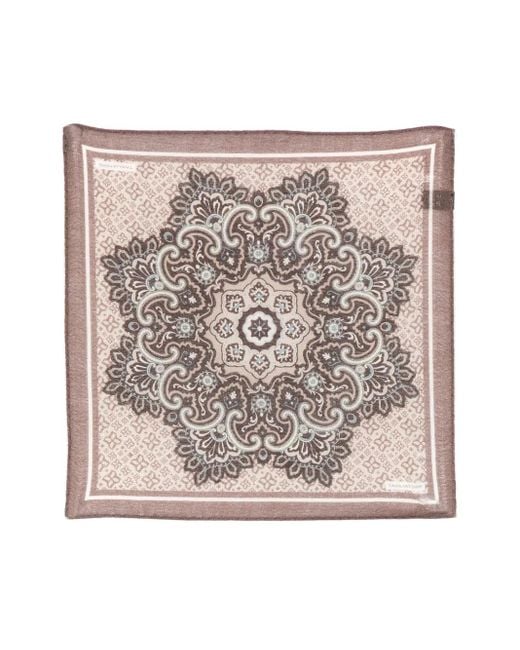 Tagliatore Natural Medallion-Print Pocket Scarf for men