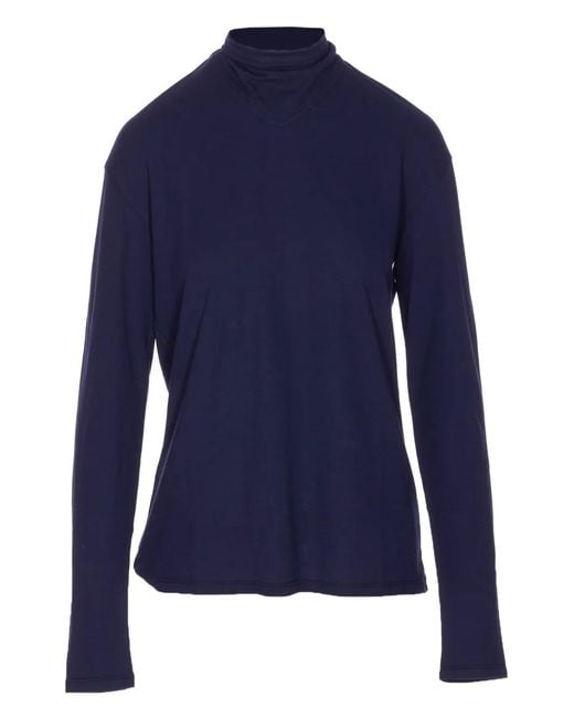 Lemaire Blue Long-Sleeve Top With Scarf Detail