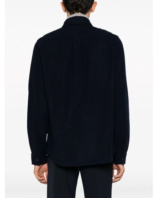 Sease Blue Virgin Wool-Blend Shirt Jacket for men