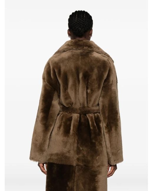Arma Brown Belted Shearling Coat