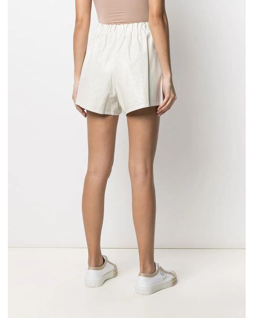 Prada White High-Waisted Logo-Plaque Shorts