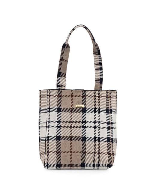 Barbour White Sac Cabas Layla À Motif Tartan