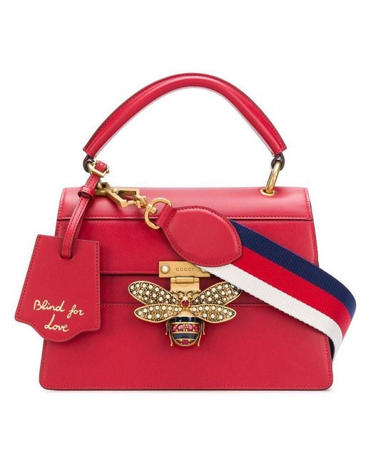 Gucci Red Bee Embellished Shoulder Bag
