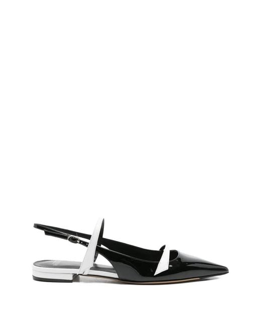 Alexandre Birman White Pointed-Toe Slingback Pumps