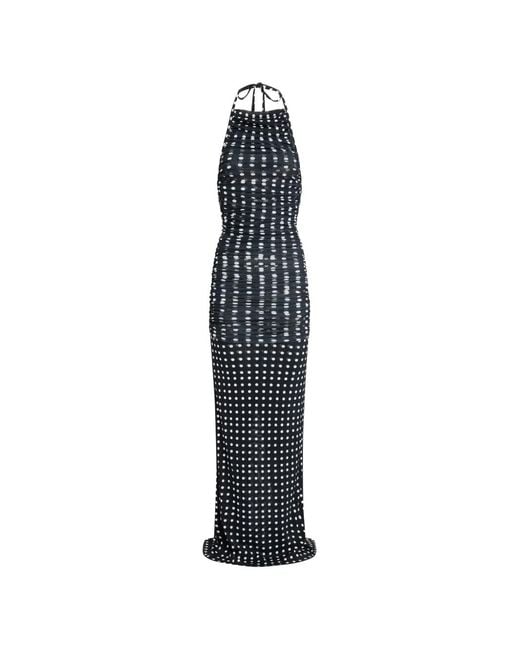 Patou White Halterneck Polka Dot Maxi Dress
