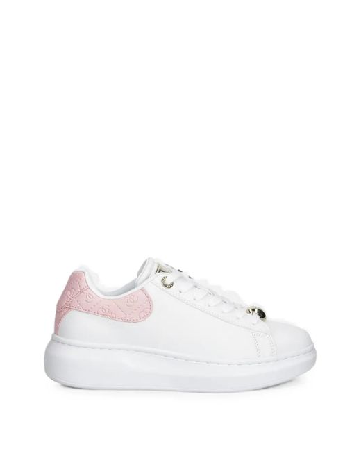 Guess White Logo-Embossed Quilted Sneakers