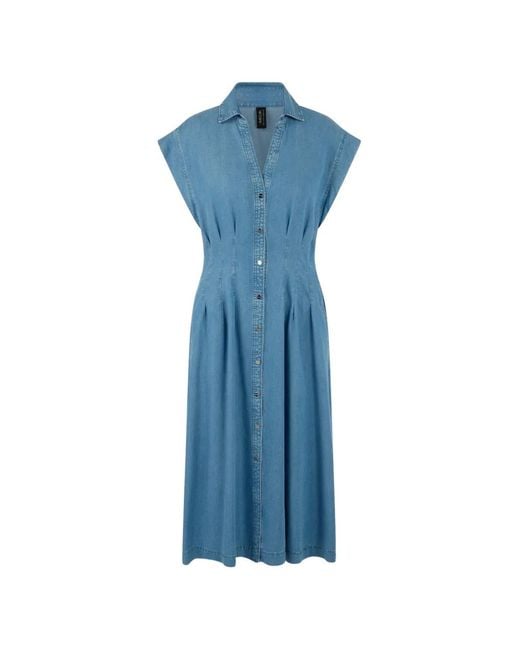 Marc Cain Blue Pleated Midi Dress
