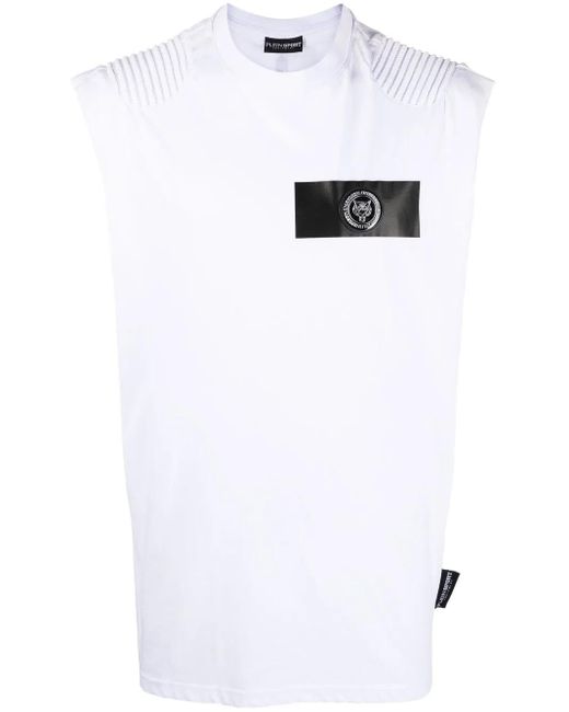 Philipp Plein White Logo-Patch Short-Sleeve T-Shirt for men