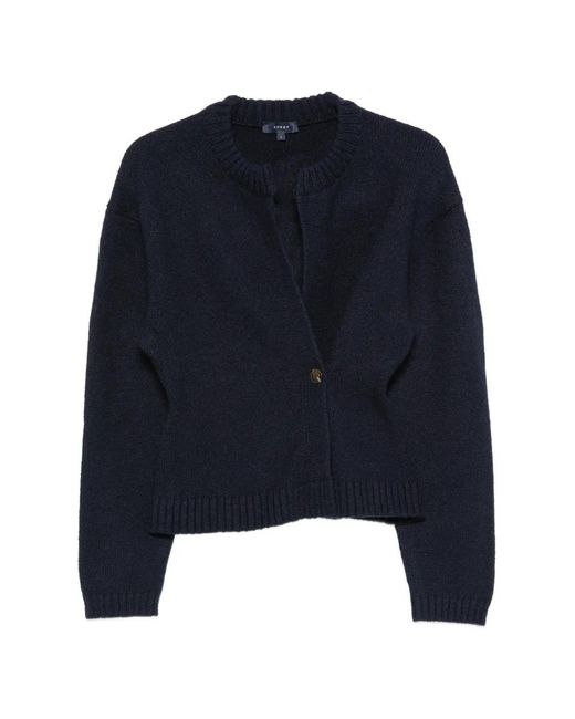 Soeur Blue Wrap-Front Ribbed-Trim Cardigan