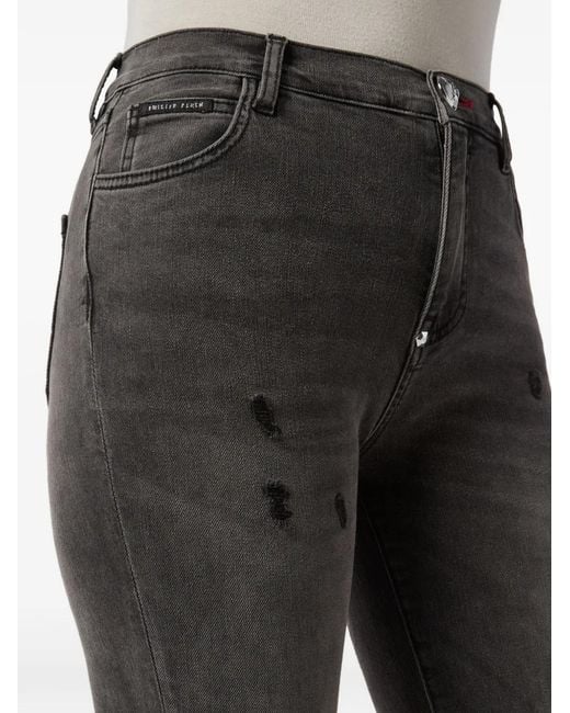 Philipp Plein Black Jean Déchiré À Poches