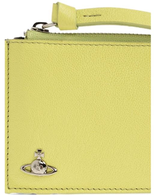 Vivienne Westwood Yellow Orb-Plaque Grained Leather Card Holder