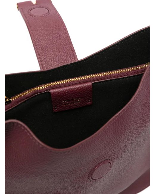 Bolso de hombro pequeño de piel con detalle en T Tom Ford de color Purple