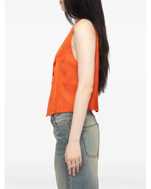 Zadig & Voltaire Orange Emaux Satin Vest