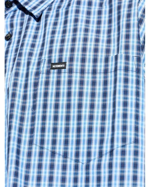 Vetements Blue Check Pocket Shirt for men