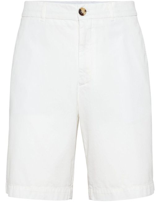 Brunello Cucinelli Twill Bermuda Shorts in het White voor heren