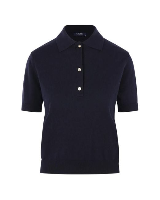 Max Mara Blue Pomposa Knit Polo Shirt