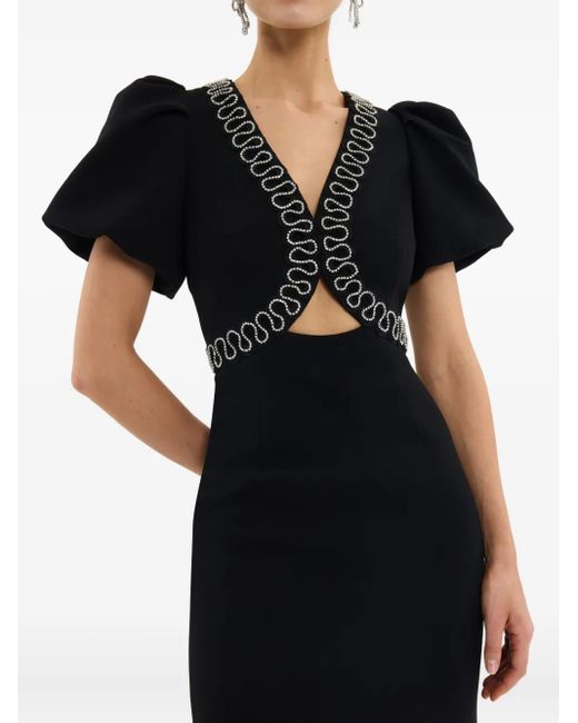 Rebecca Vallance Black Nyx Puff-Sleeve Midi Dress