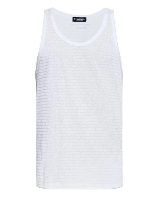 DSquared² White Logo-Print Tank Top for men