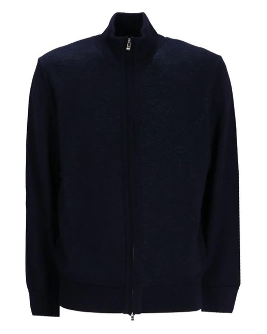 Boss Blue Zip-Up Cardigan for men