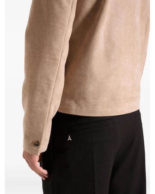 Manière De Voir Natural Maxime Suede-Effect Zip Jacket With Contrast Stitch for men