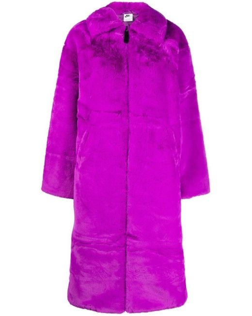 Nike Pink Faux-fur Swoosh Coat