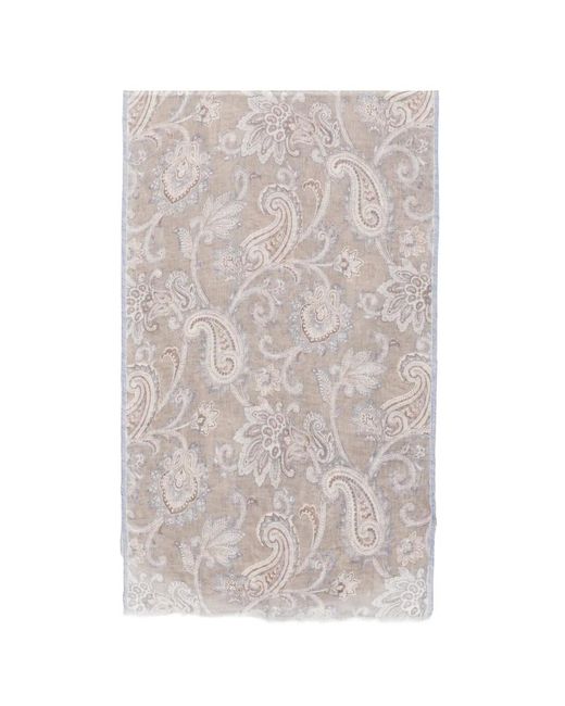 Dell'Oglio White Giglio Paisley-Pattern Scarf for men