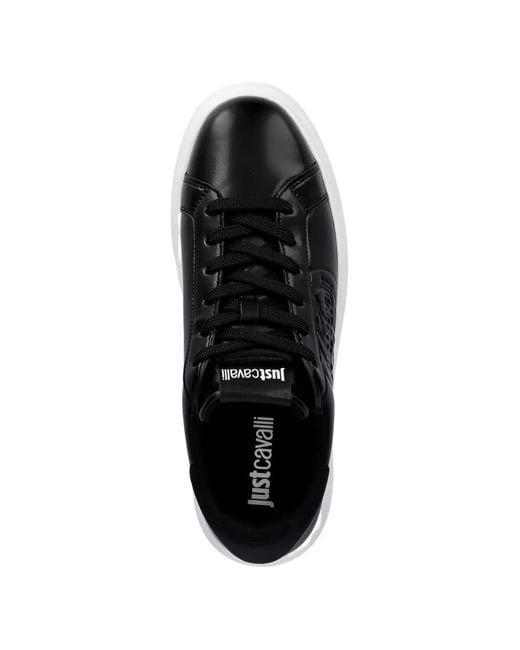 Just Cavalli Black Logo-Embossed Sneakers for men