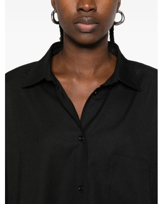 ANDAMANE Black Buttoned-Front Point-Collar Shirt