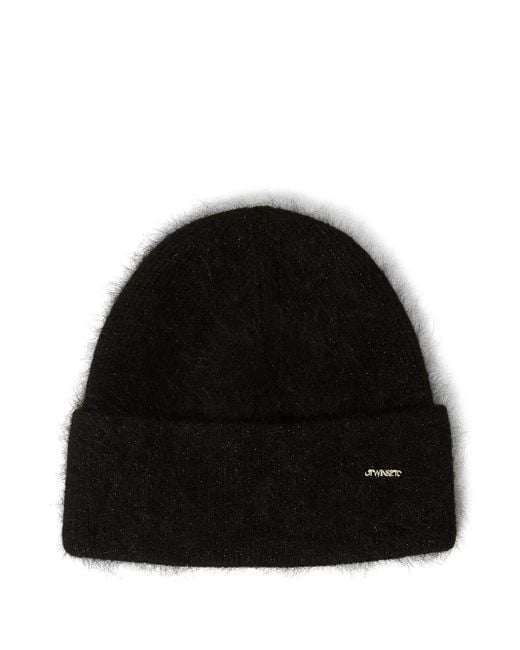 Twinset Black Logo-Plaque Beanie