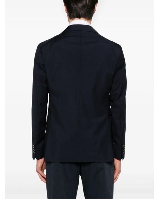 Tagliatore Blue Jacket With Front Button Fastening for men