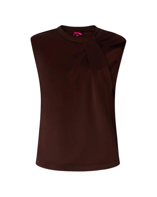 Pinko Brown Draped Padded-Shoulder Top